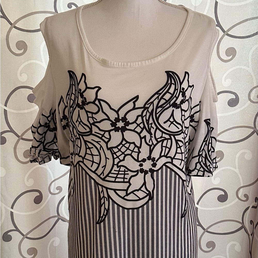 Floral Cutout Top with Stripes